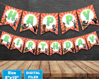 Zootopia banner, zootopia birthday banner, zootopia birthday party, zootopia instant download, zootopia printable, zootopia party supplies.