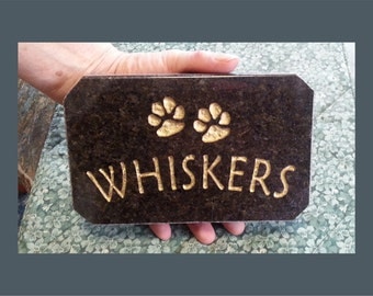 Cat Memorial Stone 8x5, Deep Etched on Polished Stone - FREE SHIPPING!