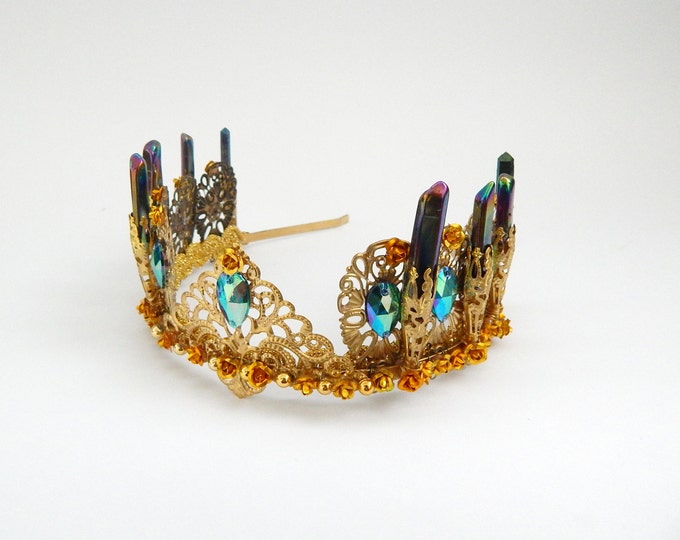 Head crown, gold princess crown, gold princess tiara, dolce gabbana accessories, rhinestone tiara, rhinestone crown, gold medieval tiara