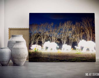 elephant art / elephant artwork / wildlife art / wildlife prints / night in the woods- Elephant stroll art print