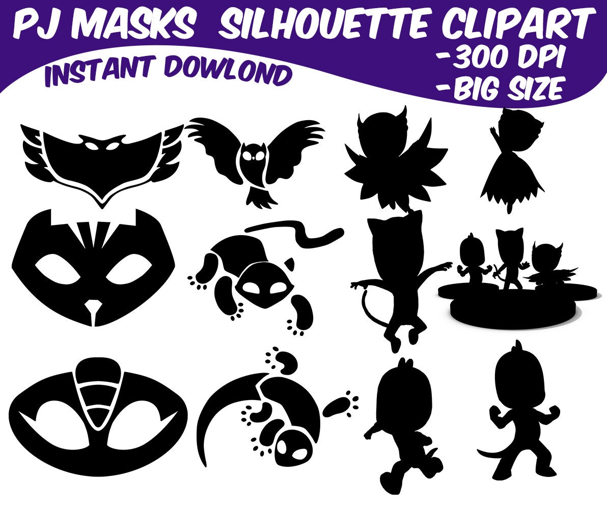 Download 12 PJ Masks ClipArt-Digital PJ Masks silhouette Clip Art