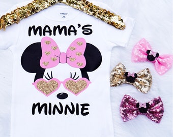 Baby Girl's Minnie Mouse Shirt, Mamas Minnie Onesie, Minnie Onesie, Minnie Outfit, Disney Onesie, Mamas Girl Shirt, Minnie Shirt