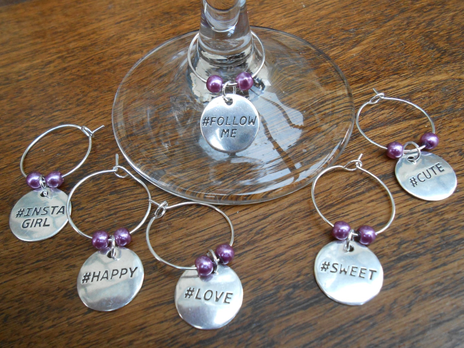Wine Glass Charms Hashtag Wine Glass Charms Wine Charms Set