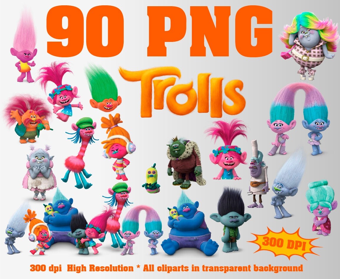 Trolls Clipart 90 PNG 300 Dpi Poppy DJ Suki Fuzzbert