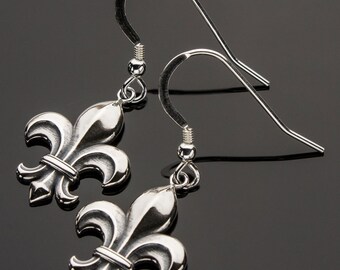 3D Printed Fleur de Lis Earrings, Fleur de Lis Earrings, Fleur de Lis Sterling Silver Earrings, 3D Printed Earrings, Sterling Earrings, iDu