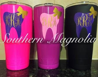Monogrammed Dental Assistant Tooth and Bow 30oz Yeti