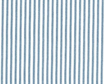 Anne of Green Gables Blue Ticking Stripe Print on Ivory 100% Cotton Fabric - FQ