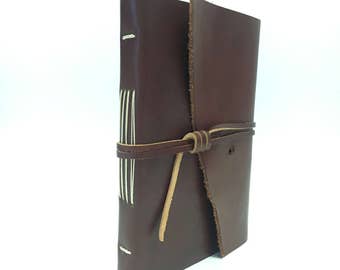 Chestnut brown leather wrap journal, sketchbook, notebook