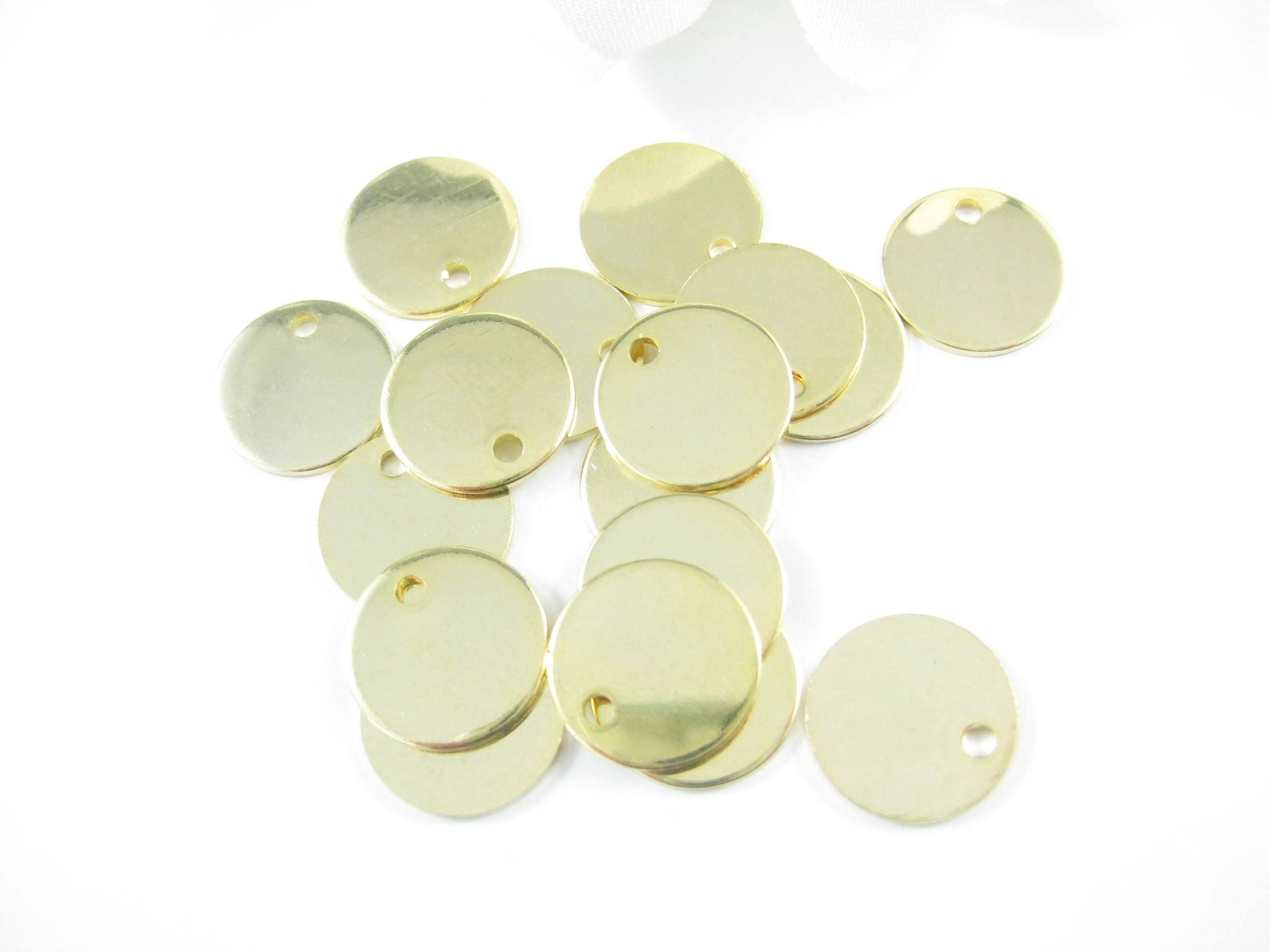 10 PC 12mm Gold Stamping Blanks Gold Plated Discs Round