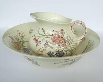 Vintage Wash basin and pitcher - Luneville "Bleuet" collection