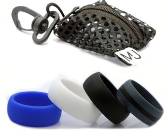 4 Pack Multi Color 8MM Flexfit Silicone Wedding Bands For Active Men/Women Ring