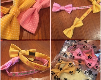 Embroidered, Personalized Bow Tie Dog Collars