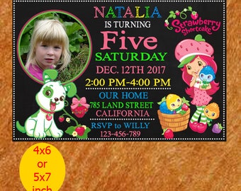 Strawberry Shortcake Invitations, printable, instant download