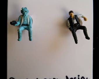 Vintage Star Wars Greedo and Han Solo Earrings