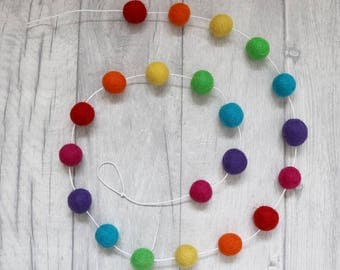 Rainbow Felt Ball Garland. Pom Pom Garland. Nursery Bunting. Rainbow Decor. Rainbow Nursery Decor. Rainbow Nursery. Gender Neutral Nursery