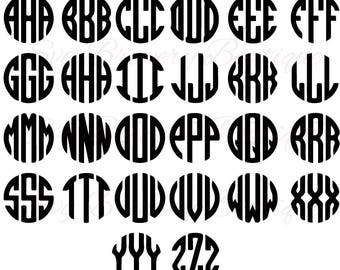Circle Monongram font svg, png, dxf, for cricut, silhouette studio, cut file cutting machines, vinyl decal, stencil template, t shirt design