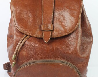 VINTAGE Sac à Dos TEXIER Made in France Cuir Cognac