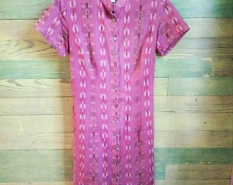 Vintage Tribal Print Button Down Dress