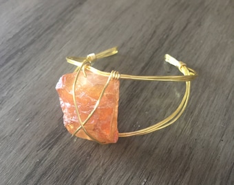 Orange Metallic Stone Bracelet