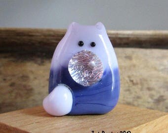 Purple Janice FatCat - Handmade Cat Bead Lampwork by teribeads