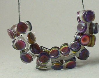 lampwork beads/glass beads/beads/sra lampwork/purple,burgundy/pods/colorful/reactive glass/Multicolor/