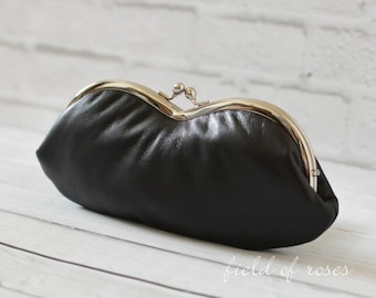 Black Leather Sunglasses Eyeglass Case with Liberty of London Lining