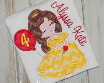 Belle Birthday shirt, Belle shirt, Princess Birthday shirt, Girl Birthday shirt, Belle birthday number shirt, sew cute creations