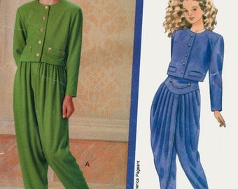 Vintage 90s Girls MC Hammer Pants Harem Pants Yoga Pants Sewing Pattern Butterick 5016 Miss Americia Collection Sewing Pattern Size 7-8-10