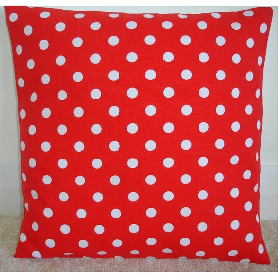 Red Euro Sham Pillow Cover 26x26 and White Spots Polka Dots