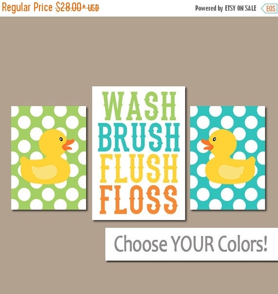 Duck Bathroom Wall Art Canvas or Prints Nursery Girl by TRMdesign