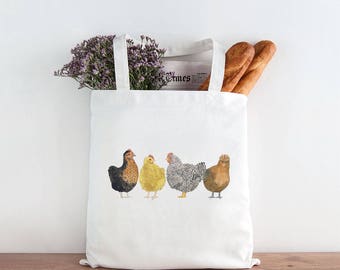 Chickens Tote Bag / Canvas Tote Bag / Gifts for Her / Farmhouse Gifts / Gifts for Farmers / Homestead Gifts / Chickens Market Bag / Chickens
