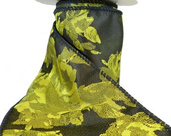 3 Rolls Of Bold Chartreuse Roses On Black Satin Wired Ribbon 4" Wide