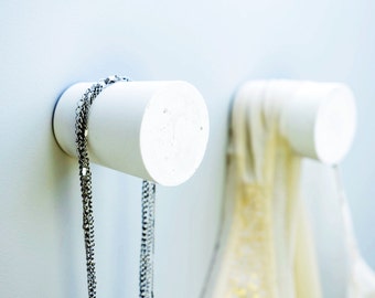 Concrete wall hangers | modern wall hooks 2-pack | minimalist hanger | concrete design | round wall hanger