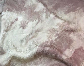 Hand Dyed Terra Cotta Brown PAISLEY - Silk Jacquard Fabric - 9"x22" remnant