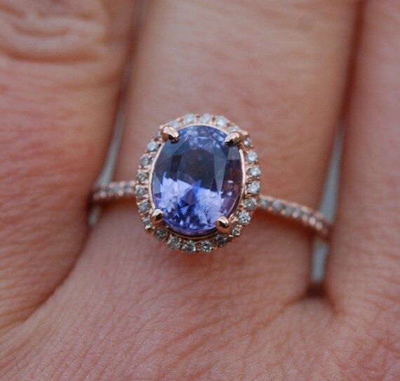 Rose gold sapphire ring. 2.3ct Purple blue by EidelPrecious