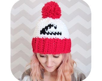 winter pompom ash ketchum hat - pokemon indigo league anime - vegan pompom hat - halloween cosplay costume
