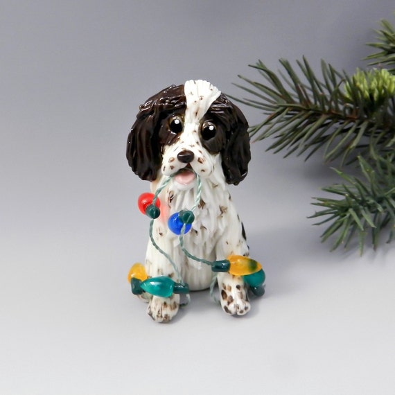 Springer Spaniel Liver Christmas Ornament Figurine Lights