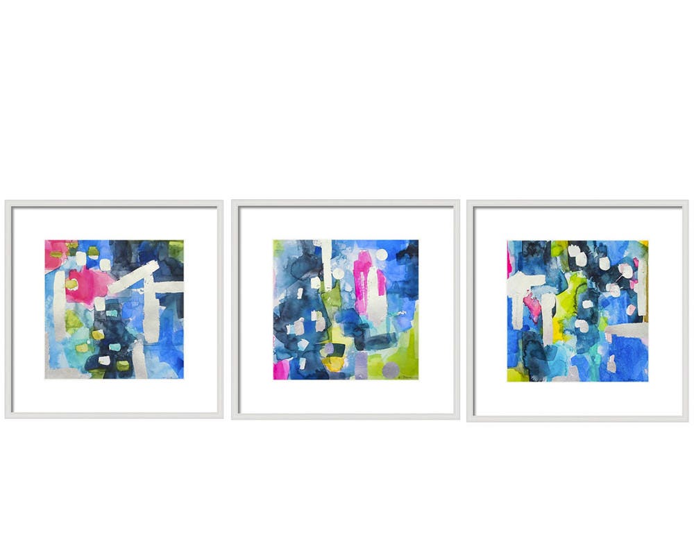 Set of 3 Abstract Watercolor Prints-Abstract Archival Print