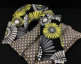 Heating Pad Set, Microwave Heat Pack, Corn Bag Set, Pain Relief, Massage Relaxation Therapy, Gift for Friend, Get Well Gift, Gray Yellow