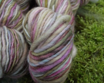 Handspun yarn, handpainted Polwarth wool yarn, worsted weight thick and thin yarn, multiple skeins available-Unicorn Dream