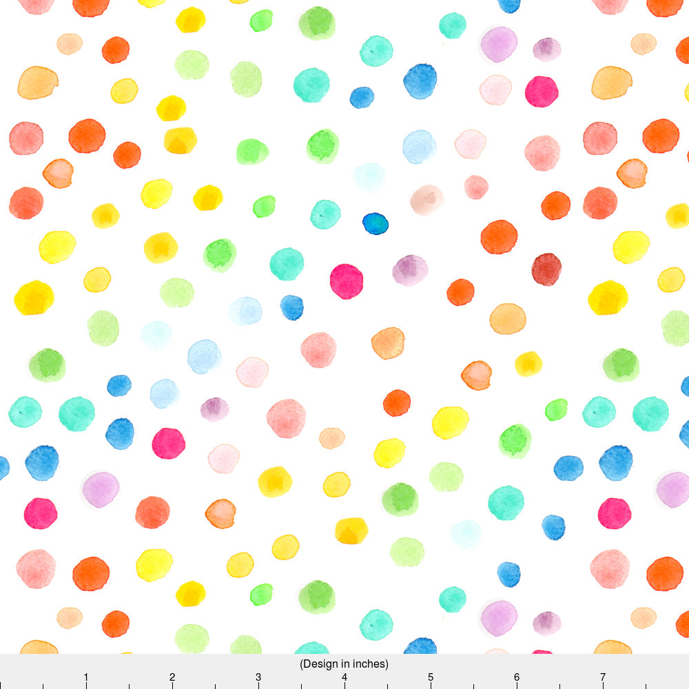 Colorful Dots Fabric Rainbow Watercolor Dots By