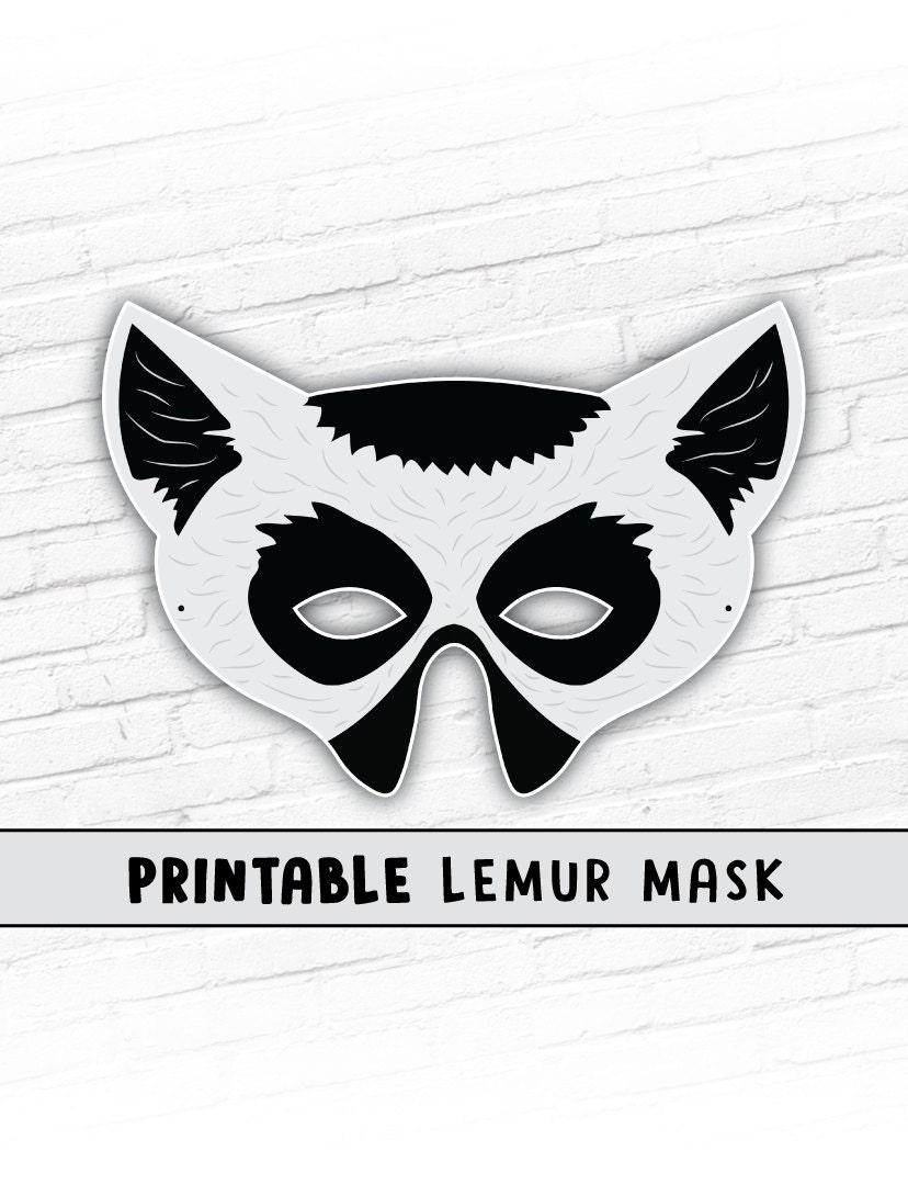 Lemur Halloween Mask Party Mask Printable PDF by theRasilisk