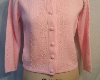 50s/60s vintage pink cardigan sweater, 38