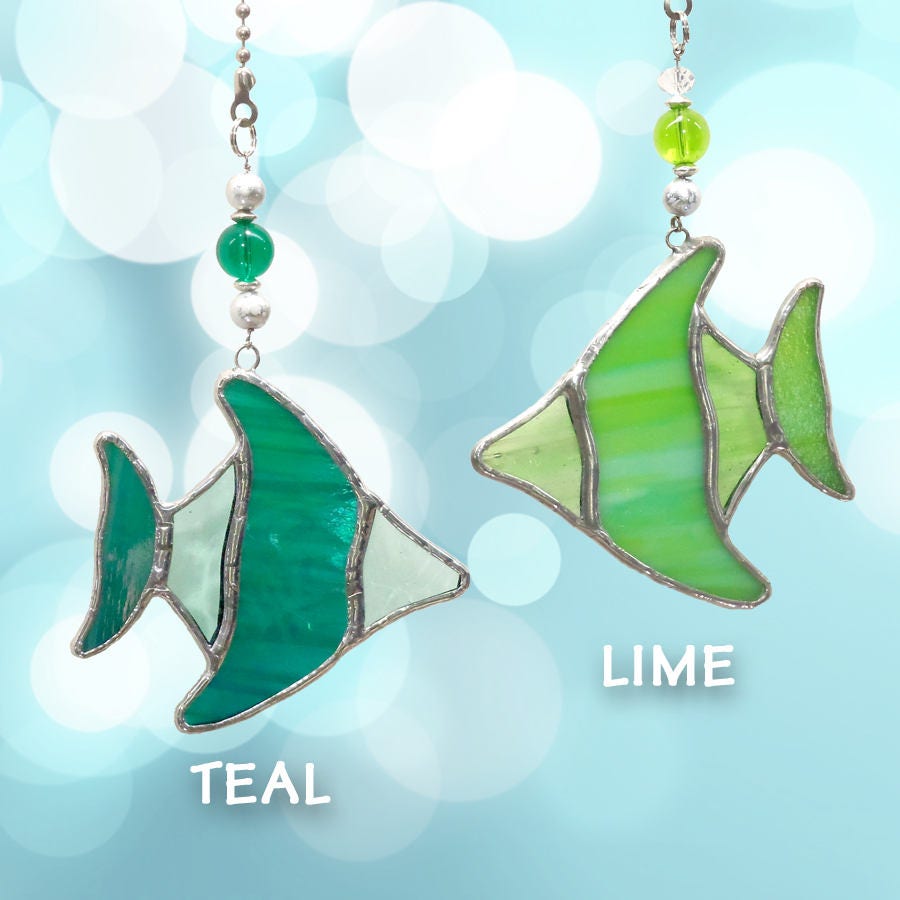 Stained Glass Angel Fish Fan Pull