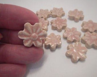 Tiny pink Flower Tiles-.60 cents each