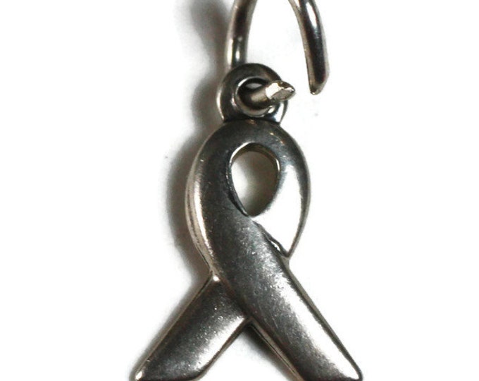 Breast Cancer Awareness Ribbon Charm Sterling Silver Vintage