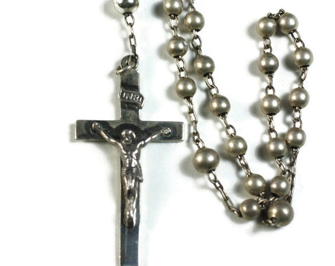 Art Deco Sterling Catholic Rosary Signed SF Swift and Fisher 1940s Vintage
