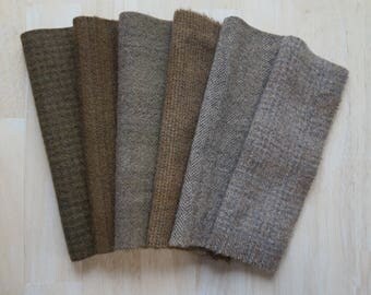 Brown- Hand Dyed Felted Wool in a Beautiful Collection a Perfect Rug Hooking and Applique Wool