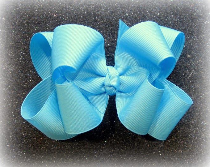 Girls hair bows, Double layer bow, Girls Hairbows, Large hairbows, Mystic Blue Bow, big bows, 4 5 inch hairbows, stacked bows, blue hair bow