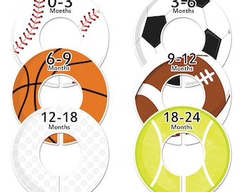 6 Baby closet dividers boy Customizable sports clothes dividers (No.47) Closet Doodles®